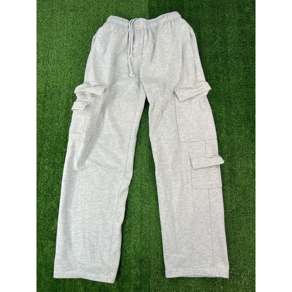 Garage Women Gray Wide Leg Cargo Sweatpants Fleece Heathered XS